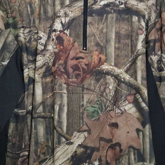 Break Up Infinity Mossy Oak 1/4 ZIP Camo Base Layer Shirt Sz M Outdoors Hunting - Picture 3 of 7